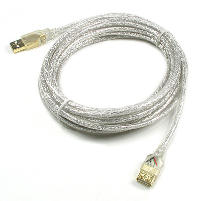 ABC3215 USB 고급형 연장 케이블 5m 투명 골드 단자